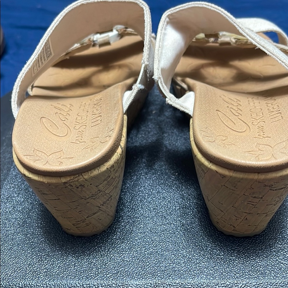 Skechers Cream Sandals with Contoured Footbed - Picture 2 of 4